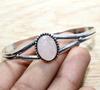 Rose Quartz 925 Silver Plated Bangle 7" Fast-Selling Gift Most Beautiful H8z23