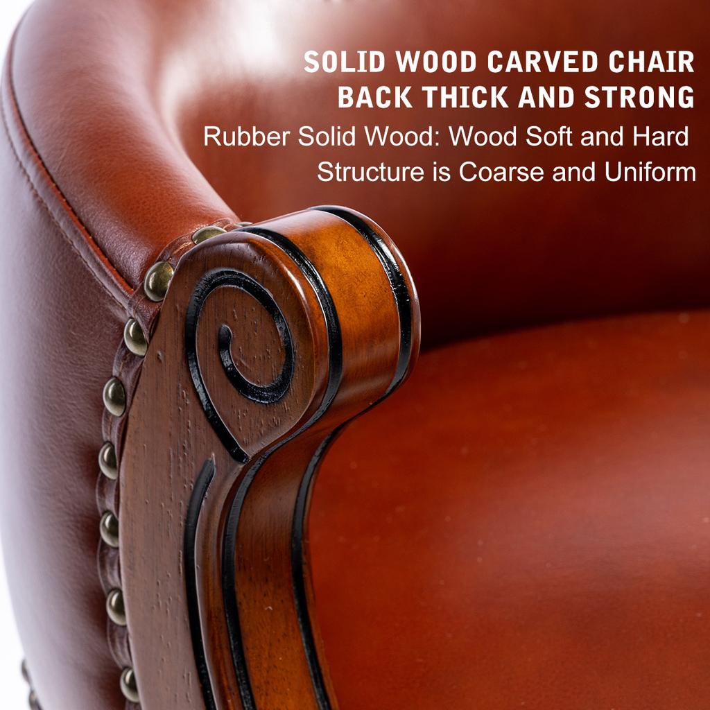 Cow Top Leather Wooden Bar Stools, 360 Degree Swivel Bar Height Chair with Backs for Home Kitchen Counter, Morden Chair Barstools