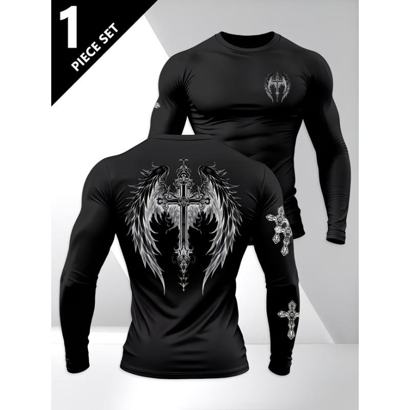 Herren Langarm-T-Shirt mit 3D-Streifendruck, bequem, atmungsaktiv und vielseitiges Herren-Oberteil