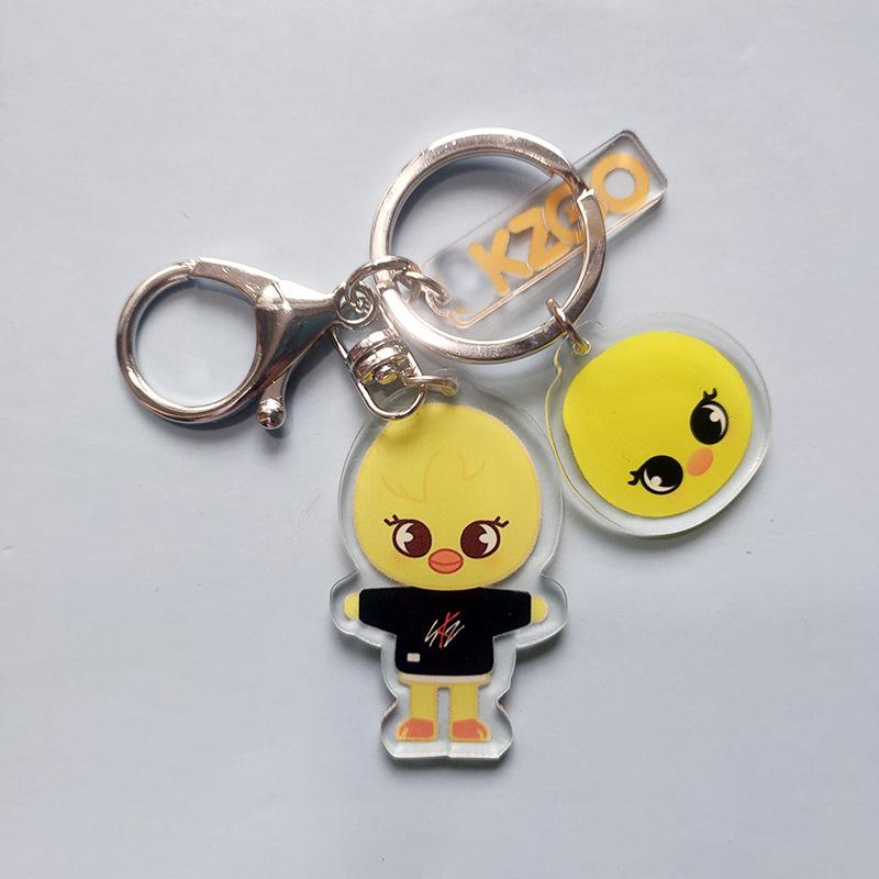 Stray Kids SKZOO Cartoon Double Sided Acrylic Keychain Cute Anime Character Keyring Bag Pendant Fan Merchandise Gift for STAY