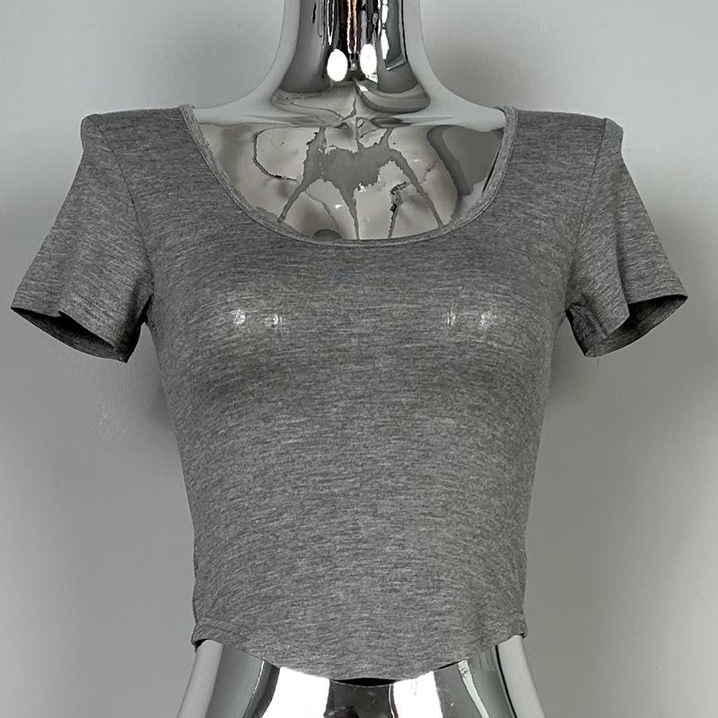 

Корейская стильная футболка с коротким рукавом и U-образным вырезом Dongdaemun One Size