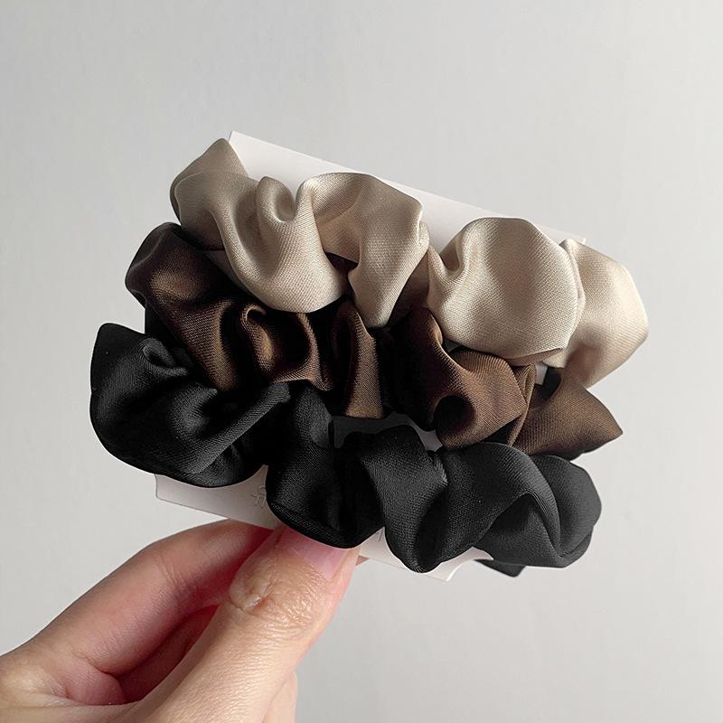 3Pcs/set Women Silk Satin Scrunchies Solid Color Hair Rope Rubber Band Elegant Ponytail Holder Elastic Hairband Hair Accessories