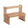 DoubleLayer Bamboo Plant Stand OpenSided Slatted Shelf Rectangular Garden Furniture