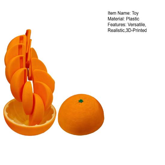 3D-printet Citrus Fidget Legetøj Stressreducer Udvidbar Spiral Kædebold med Glat Bevægelse Realistisk Appelsin Citron Legetøj Fokusforbedrende Gadget