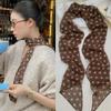Polka Dot Floral Print Silk Scarf Thin Neck Scarf Hair Band Bag Ribbon For Women Vintage Daily Wear Accessory