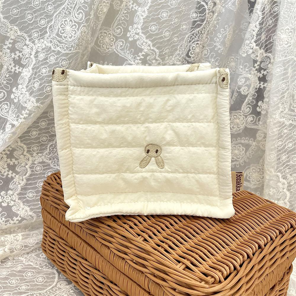 

Стеганая стеганая хлопковая милая корзина для хранения, квадратная коробка для хранения мелочей на рабочем столе, корзина для хранения косметики