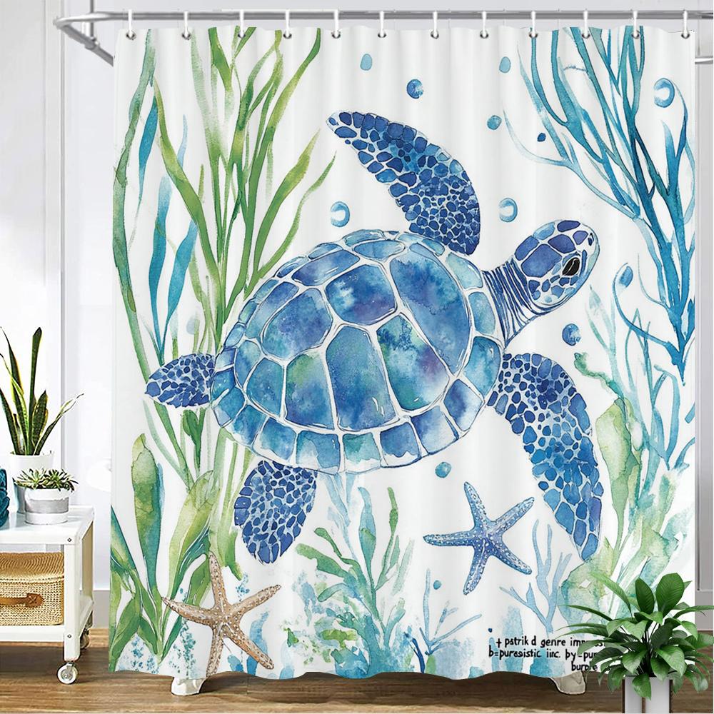 sharks and turtles Sea Ocean style Shower Curtain Bath Curtain Printed Bathroom Curtains for Home decoration Curtain