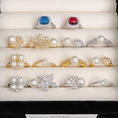 Blumenperlenring Mikroeinlage Zirkon Nischen-Design Leichter Luxus Hochwertiger Ring Offener Zeigefingerring