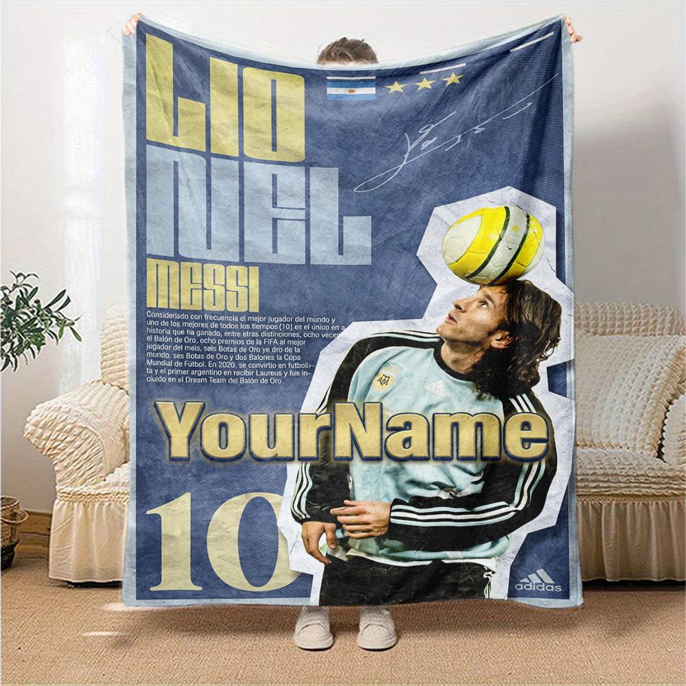 Messi Customize Your Name Blanket Cozy Personalized Blanket Durable Comfort Great for Office Chair Bedding Living Room All-Season Use