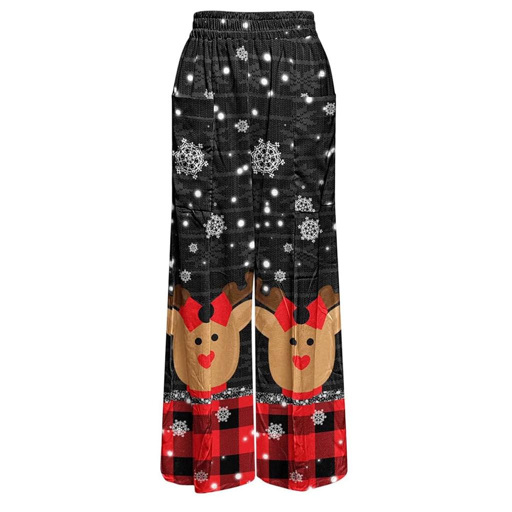 Women's Fashion Christmas Elements Printed Loose Casual Wide Leg Pants