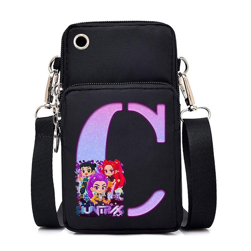 Anime Cartoon Peripheral 26 Letters Mobile Phone Bag Multi-Function Vertical Square Black Messenger Bag