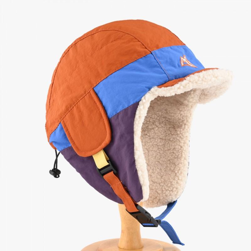 Color-Block Fleece Hat Men Women Winter Warm Ear Protection Beanie With Short Brim