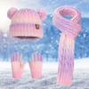 Children's Hat, Scarf And Gloves Three-piece Set, For Baby Boys And Girls, Winter Cold-proof, Fleece-lined, Warm, Ear-protecting Knitted Wool Hat
