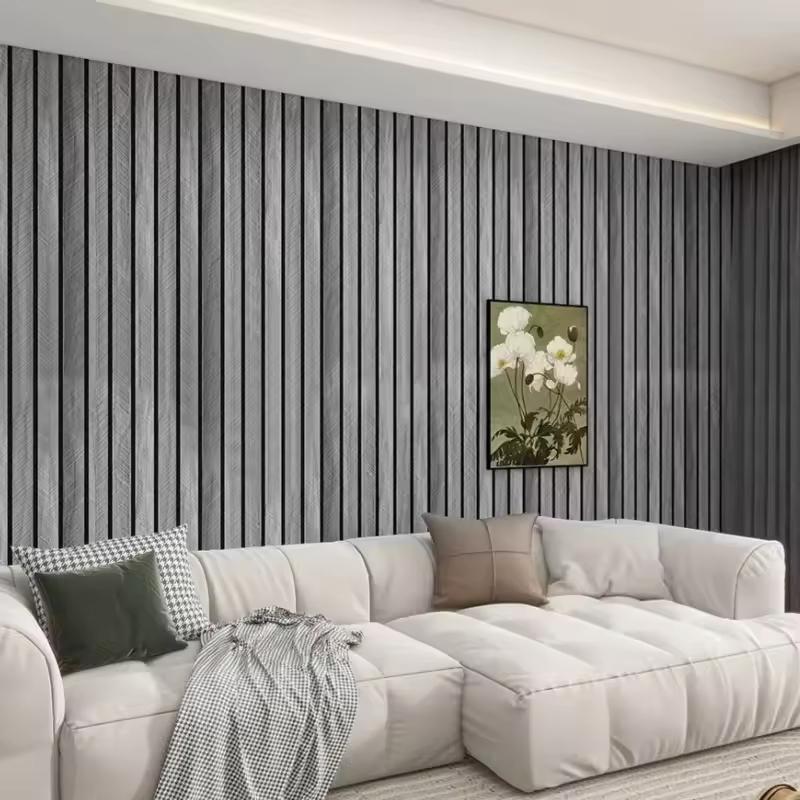 Self Adhesive Grille Wallpaper3D Fluted Wall Panel Sticker, Peel and Stick PVC Wallpaper for Living Room TV Background, Bedroom Wall Decor