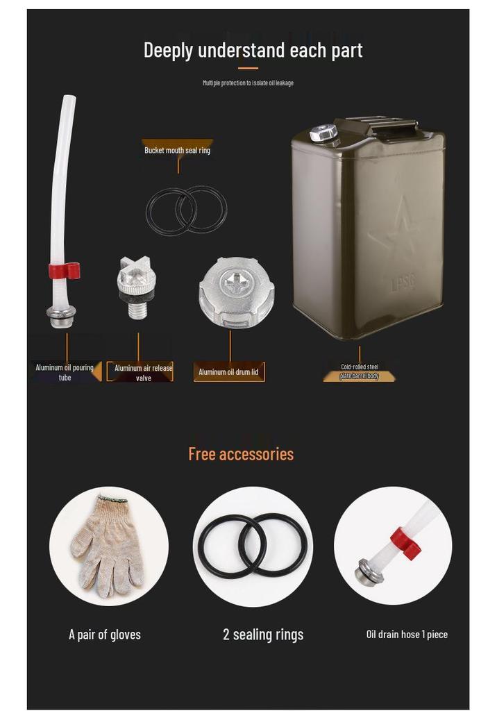 Gasoline/Diesel Fuel Can: 10L & 20L Spare Tank, Thickened Sheet Metal
