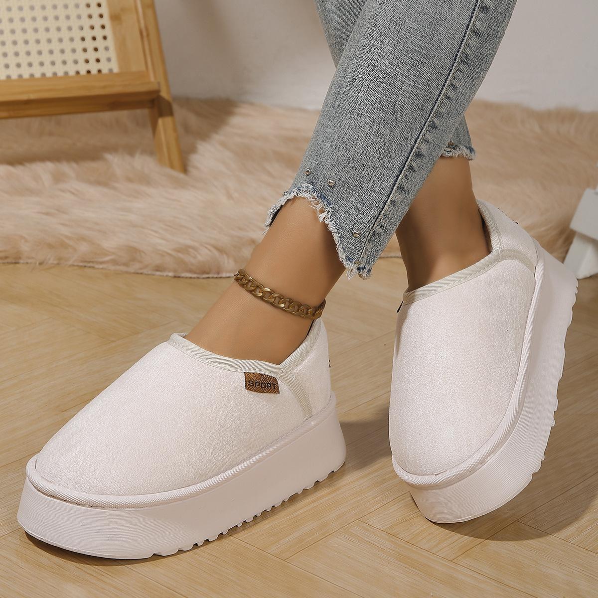 

Женские зимние ботинки на толстой подошве 2024 года, новая корейская версия, обувь из хлопка с круглым носком, удобная и теплая женская обувь из хлопка 36