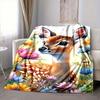 1Pc Deer Wildflowers Flannel Blanket, Soft And Comfortable, Casual Warm, Camping Travel, Christmas, Halloween Xmas Gift. G1204