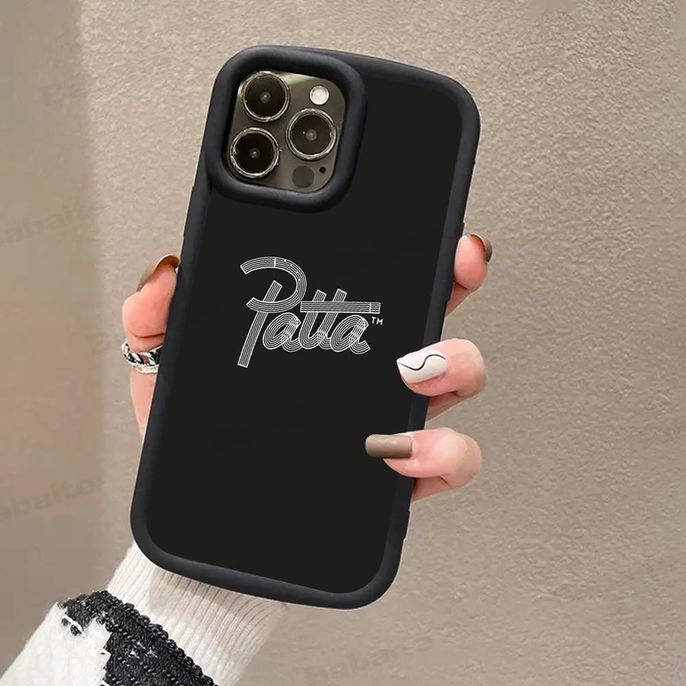 Fashion P-patta For iPhone 17 Pro Max 16 15 14 13 12 11 Plus Black Soft Phone Cover
