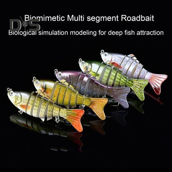 10CM/15.3G Multi-Jointed Fishing Lure with Hooks Realistic 7-Section Swimbait Plastic Artificial Bait Freshwater Saltwater Fishing Accessories