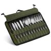 Portable Tableware Storage Bag Oxford Cloth 13 Slots Organizer Pouch Roll Up Style Tableware Storage Case Outdoor Camping Use