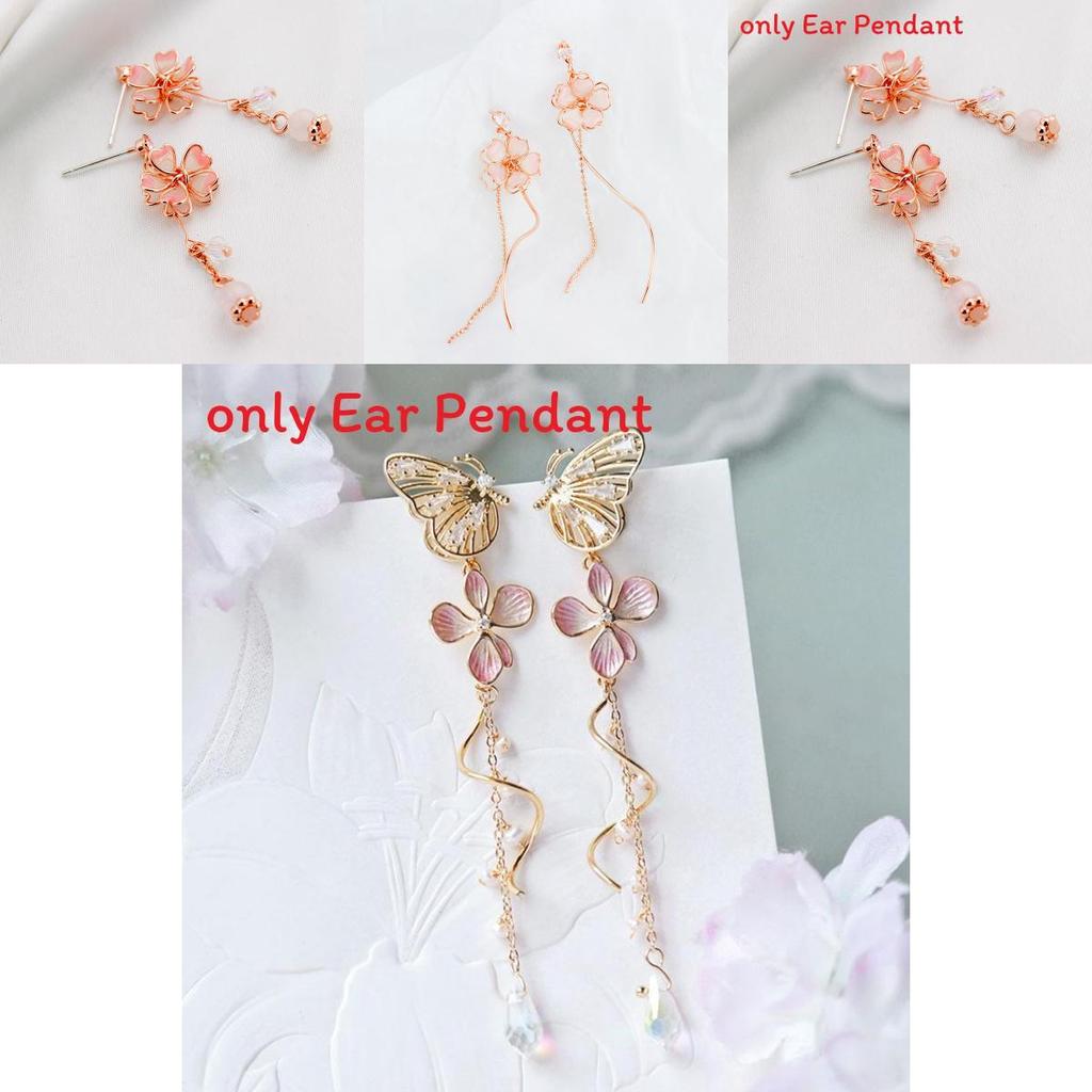 Cherry Blossom Elegant Sakura Asymmetric Earrings With Geometric Shape For Summer Fashion