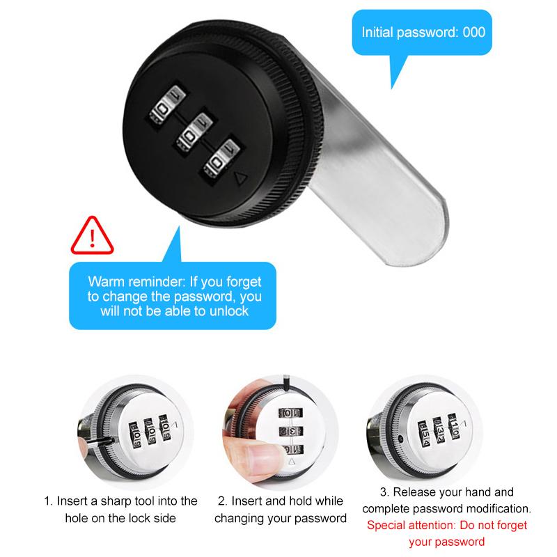 3 Digital Code Combination Cabinet Lock Zinc Alloy Password Locks Security Home Automation Cam Lock For Mailbox Cabinet Door