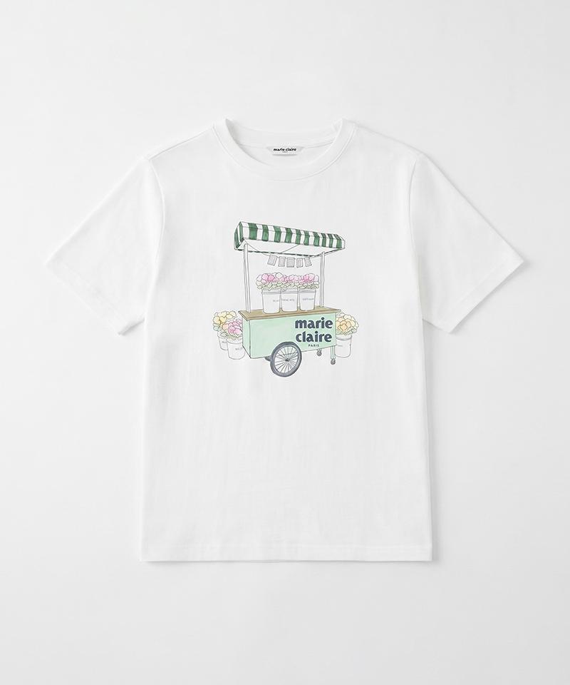 MARIE CLAIRE Flower Cart Short Sleeve T-Shirt (Magbts32Mwh)