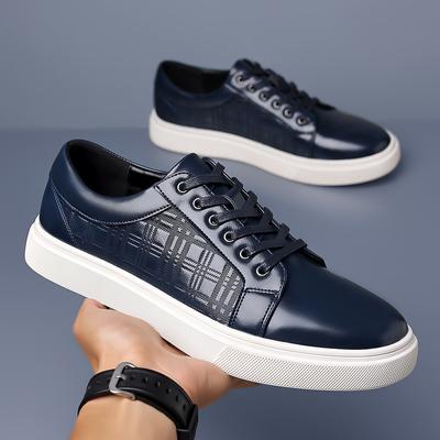 Fashion Daily Men's Luxury Brand Shoes Casual Blue Black Sneakers Shoes Man Lace-up Comfortable Leather Flat Shoes