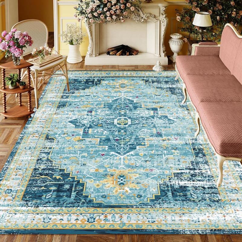 Europe Türkiye Retro Style Carpet Living Room Sofa Bedroom Bedside Study Kitchen Entrance Door Rug Non-slip Luxury Decor Mat