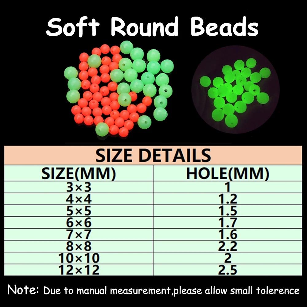 1 PAK Soft Glow Beads Luminous Orange Green White for Fishing Rig Treble Hook Egg Fly Tying UV Color Sabiki Ice Jig Fishing Accessory