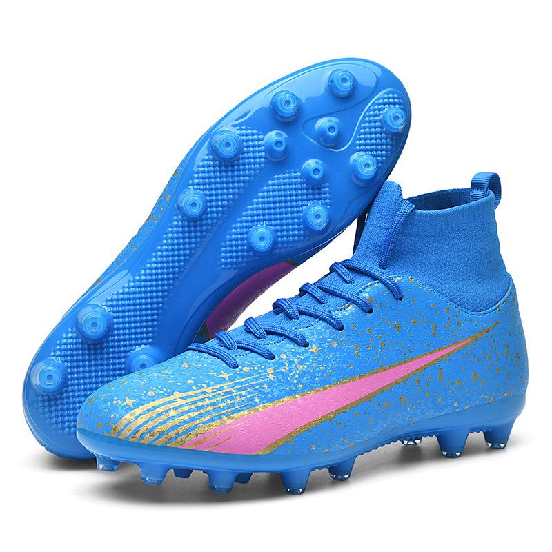 Large Size 45 46 47 Football Shoes, Men's High-top AG Spikes Artificial Grass Competition Training Shoes Men
