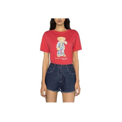 Polo SS23 Bear Print Crew Neck Short Sleeve T-Shirt Women Tops Red 211905673-001