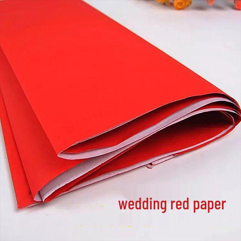 A4 Large Red Thick Single-Sided Paper for Writing Couplets, Fu Calligraphy, Wedding & Housewarming Decor, Window Decoration & Blank Origami