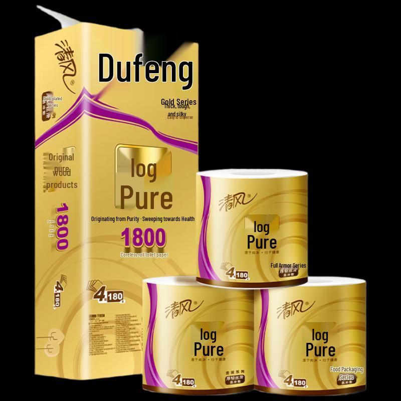Qingfeng 4-Ply Virgin Wood Pulp Toilet Paper Rolls