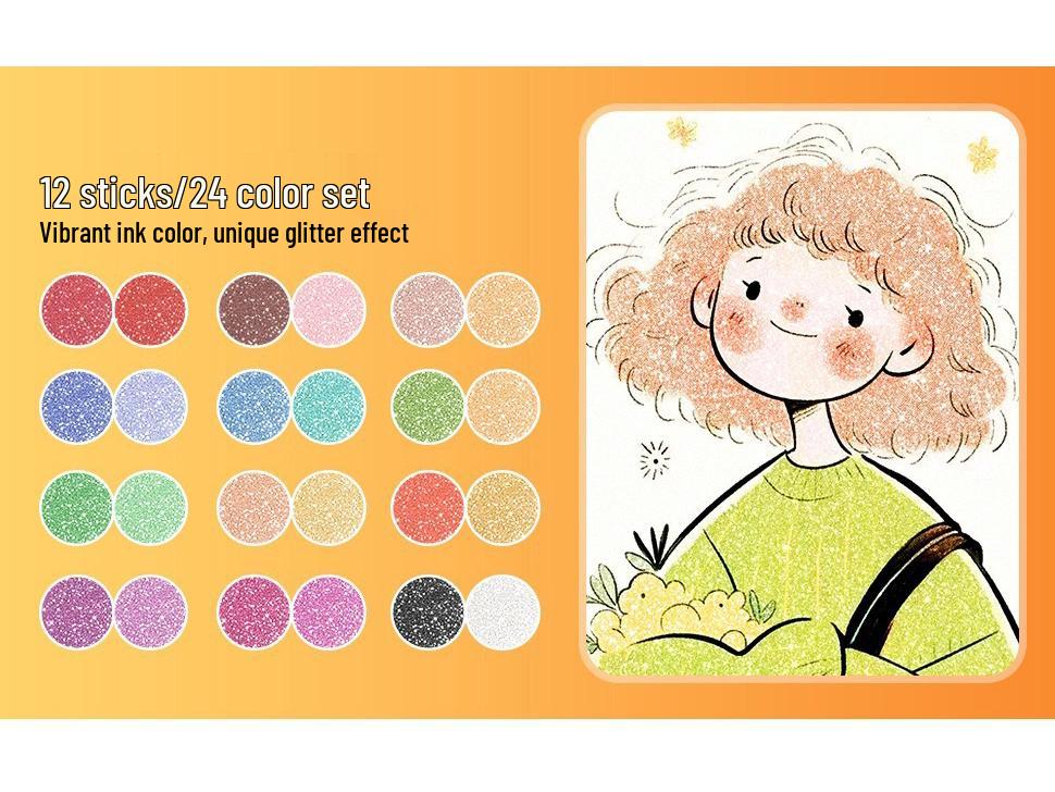 Doppelseitiger Glitzer-Marker: Zweifarbiger Aquarellstift mit weicher Spitze