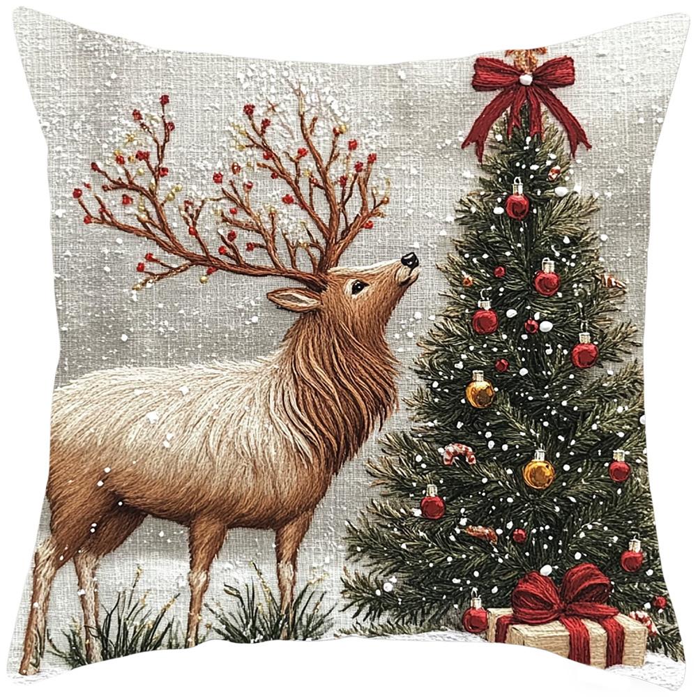 1/2/4/8PCS Festive Elk Rabbit Decorative Sofa Atmosphere Decorative Pillow 2025 NEW Christmas 2D Flat Print Pillow Cover