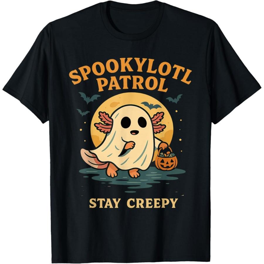 

Spookylotl Patrol Призрачный аксолотль Жуткая ночь Футболка XXXXXL чёрный