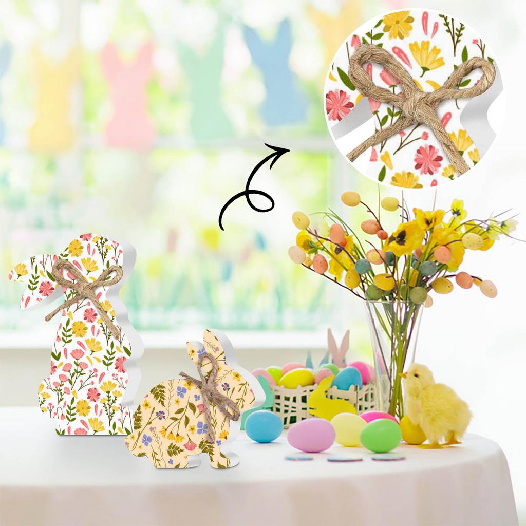Wooden Easter Bunny Decoration 4PC