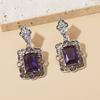 Palace Pattern Retro Women's Charm Purple Zircon Pendant Earrings Elegant Fashion Banquet Party Zircon Holiday Gift