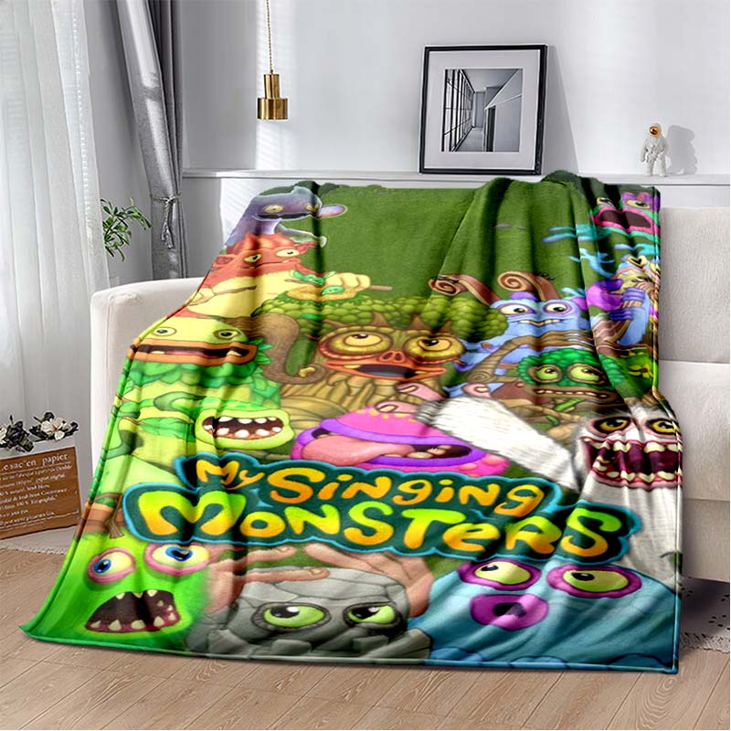Benim şarkı söyleyen canavarlar video oyunu karikatür yumuşak peluş battaniye, pazen battaniye oturma odası yatak odası yatak kanepe piknik için battaniye atmak