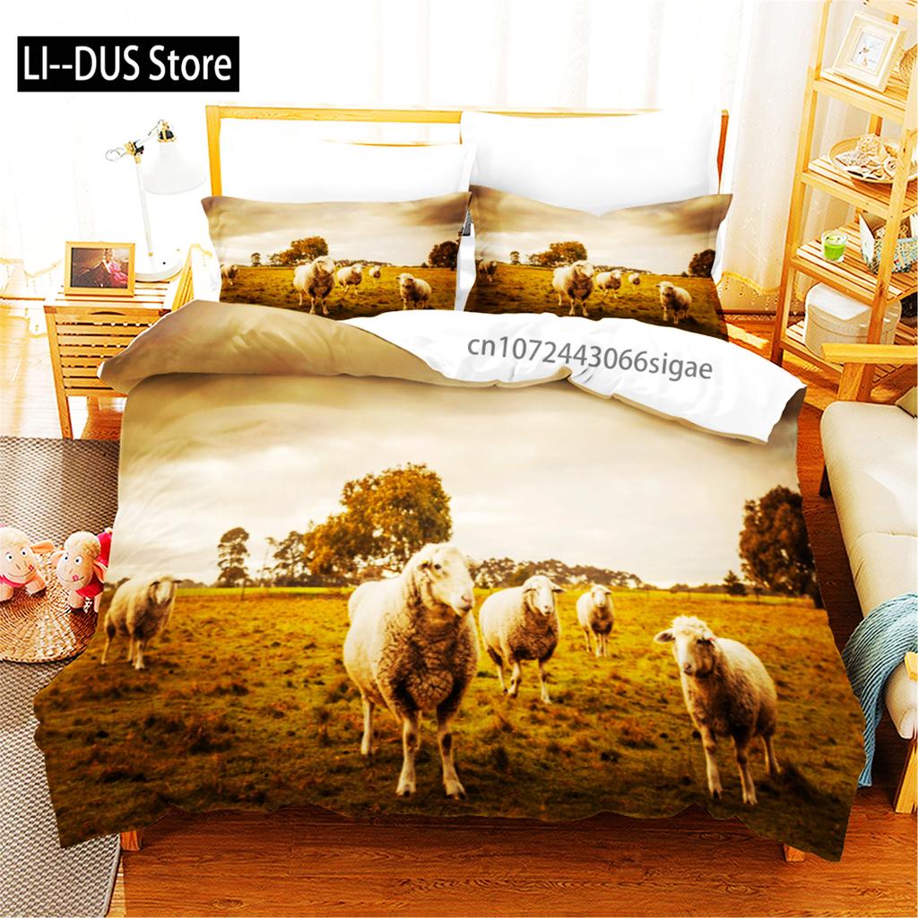 3D Printed Sheep Duvet Cover With Pillow Cover Bedding Set Single Double Twin Full Queen King Size Animal Bed Set Bedroom Decor