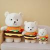 Adorable White Plush Bear Toy Creative Burger Bear Stuffed Animal Includes Pp Cotton