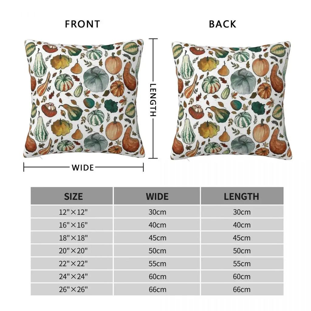 Autumn Squashes Watercolor Pumpkin Pillowcase Soft Polyester Cushion Cover Decor Throw Pillow Case Cover Bed Square 40*40cm