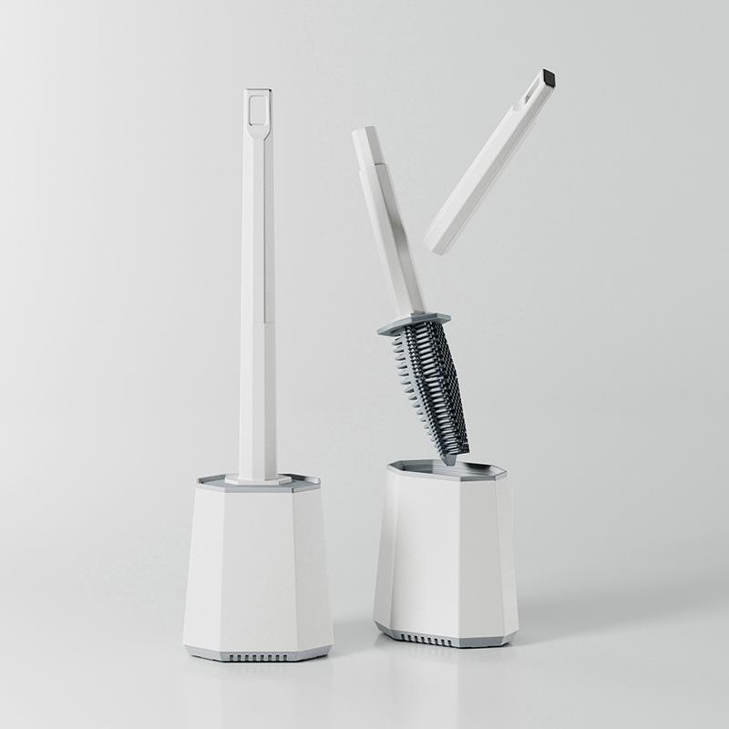 Silicone Toilet Brush, Household Toilet Brush with No Blind Spots, Wall-mounted Toilet Brush Set