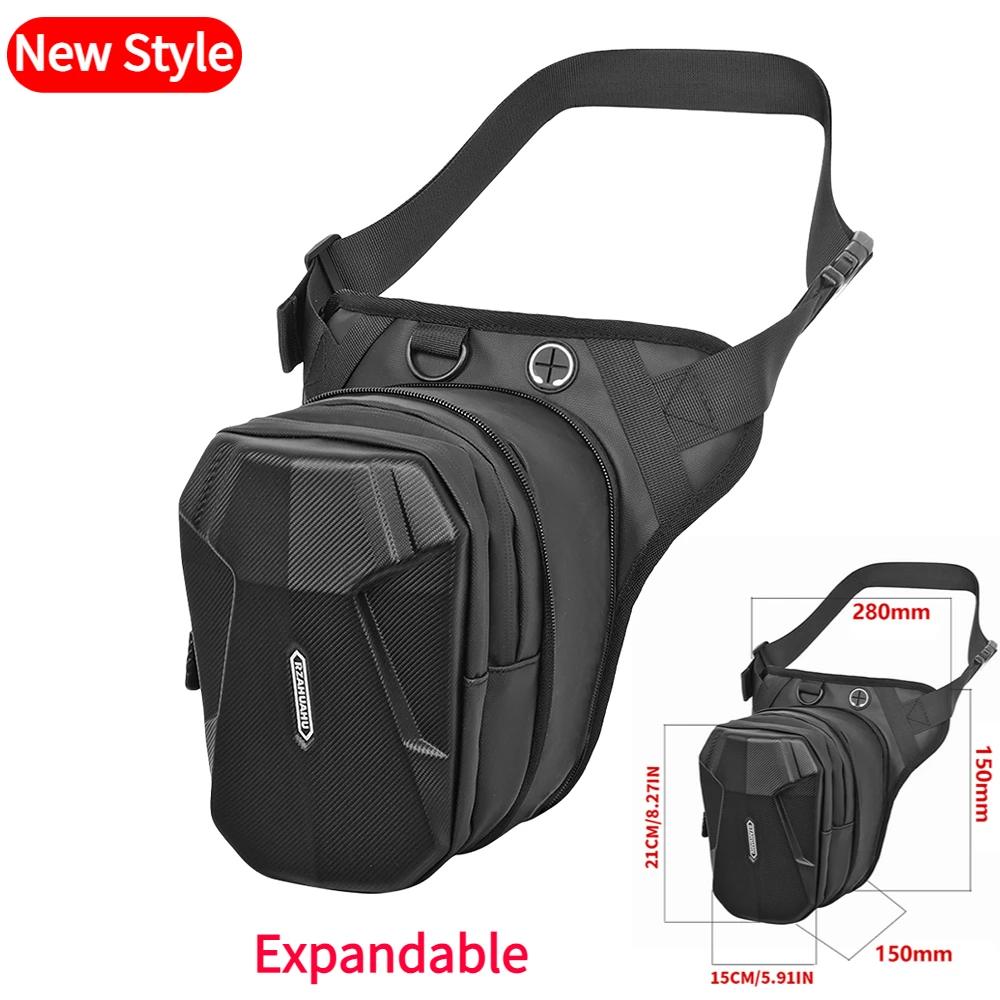 Sacoche de jambe moto à coque rigide Sacoche latérale de jambe moto extensible étanche Porte-monnaie pour téléphone portable Accessoires moto
