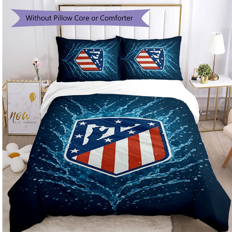 Set Biancheria da Letto 3 Pezzi con Stampa Atletico Madrid Morbido Delicato sulla Pelle Lavabile Copripiumino e Federe Set per Tutte le Stagioni Camera da Letto