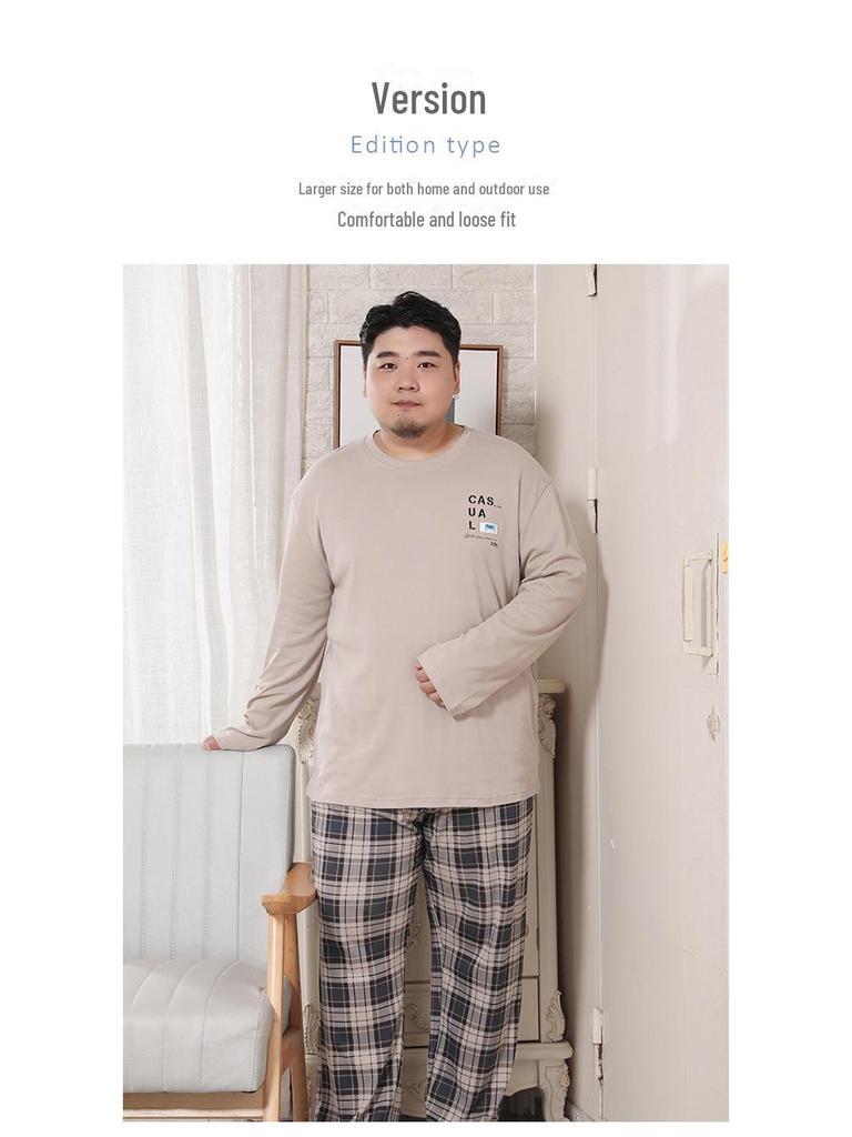 Men's Spring & Autumn Cotton Long Sleeve Pajamas Set for All Ages