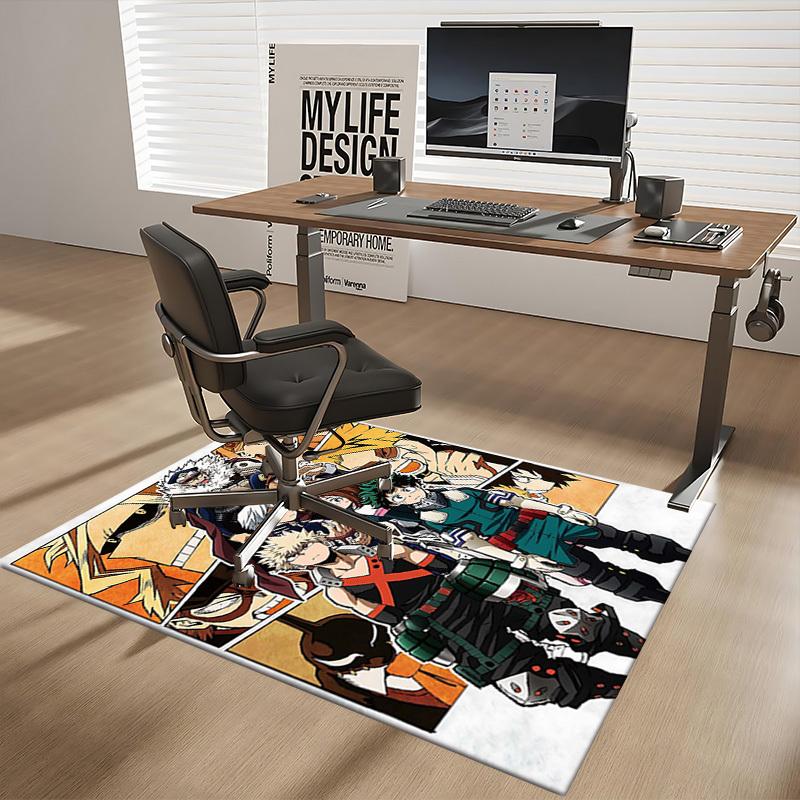 1pc My Hero Academia Anime Characters Office Chair Mat - Anti-Slip Carpet for Desk, Decorative Floor Covering Suitable for Home or Workplace, Perfect