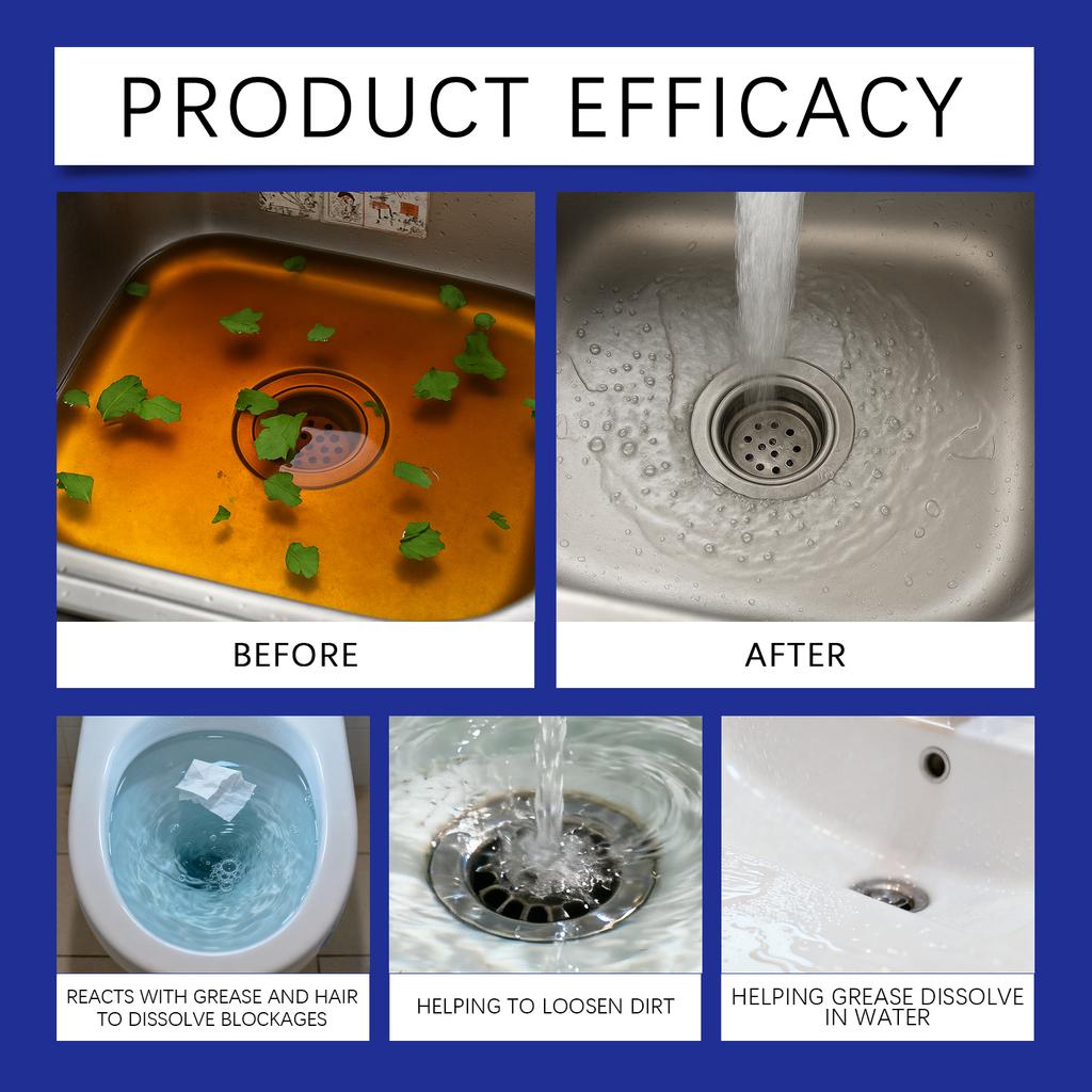 Drain Clog Remover Pipe Cleaner for Kitchen Sink Toilet Bathroom  Fast Acting Dissolves Hair Grease Food Waste Eliminates Odors