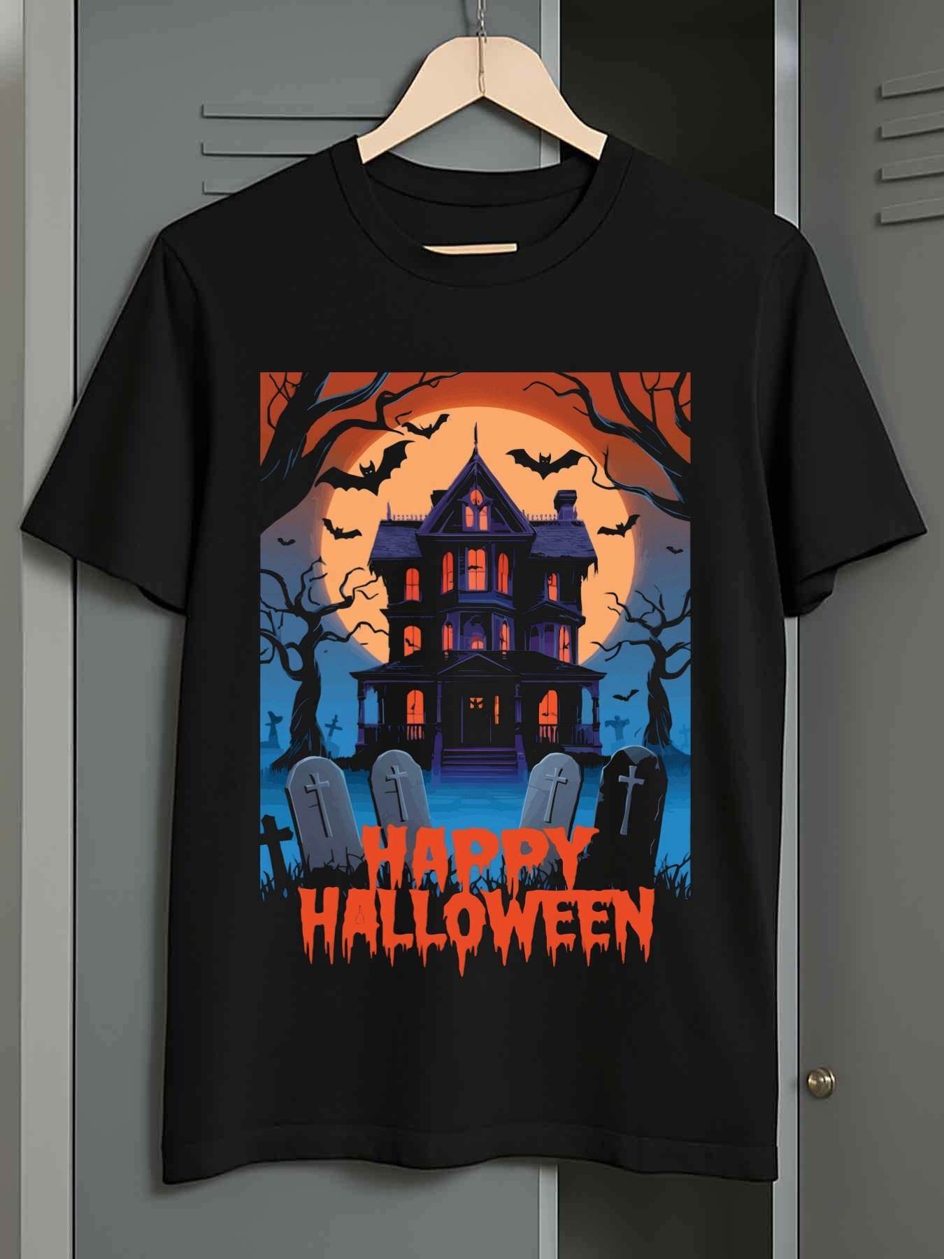 Men s T-Shirt Y2K Halloween Shirtsgraphic Shirts 100 Black S